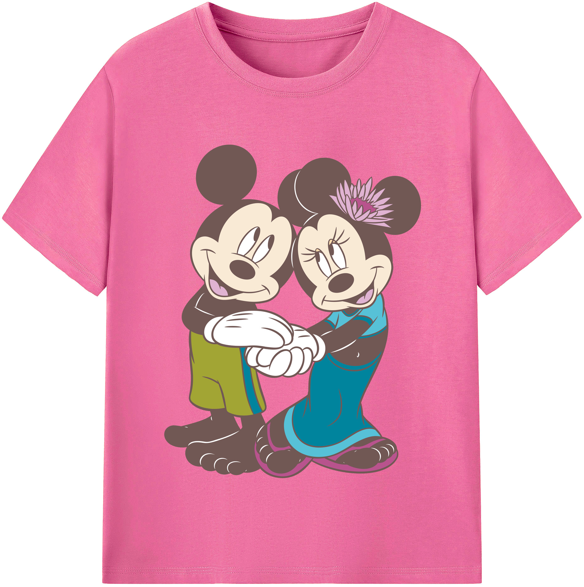 （画像用） ミッキーマウス Mickey Mouse レディースカジュアルプリントTシャツ（綿100％）
